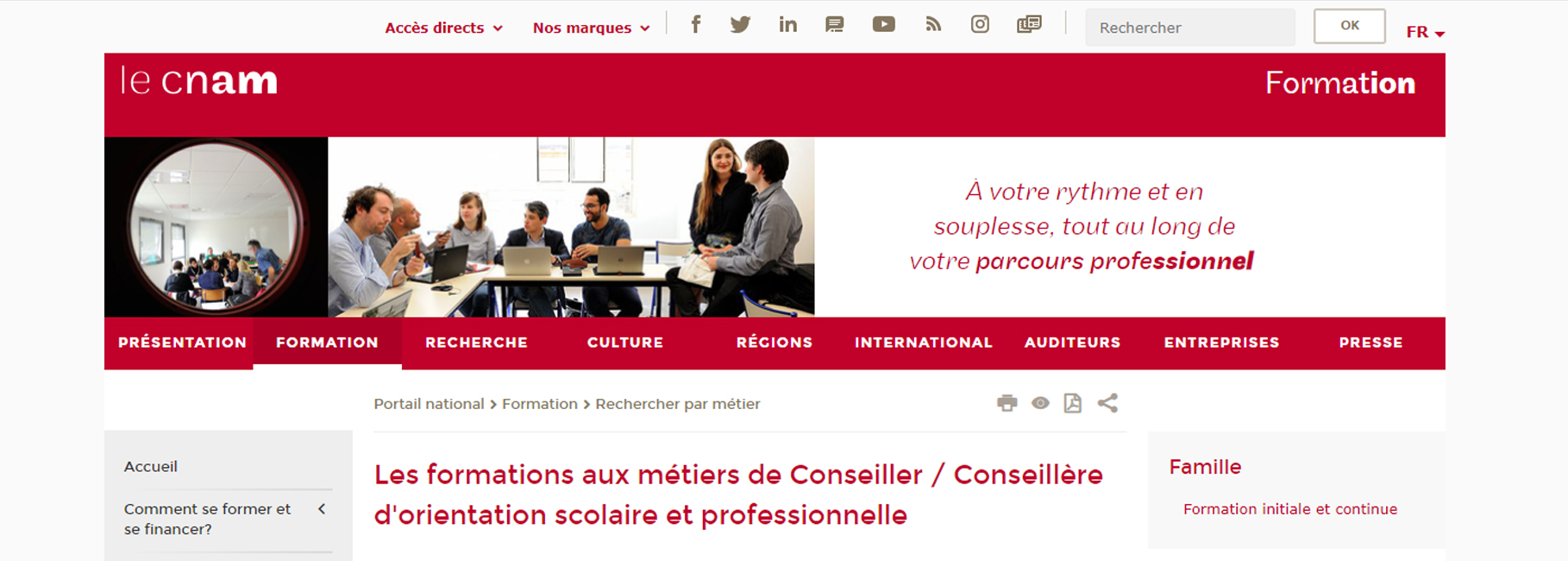 Image d'illustration du site Web Cnam qui forme des conseillers d'orientation pour adulte
