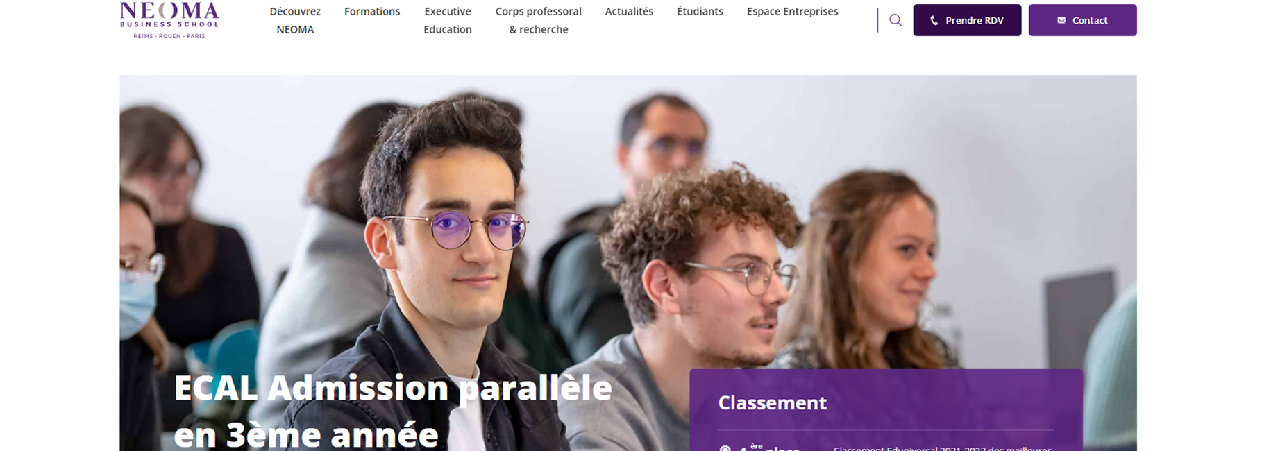 Le site Web de l'école supérieure ECAL pour se former au métier de directeur de magasin de distribution